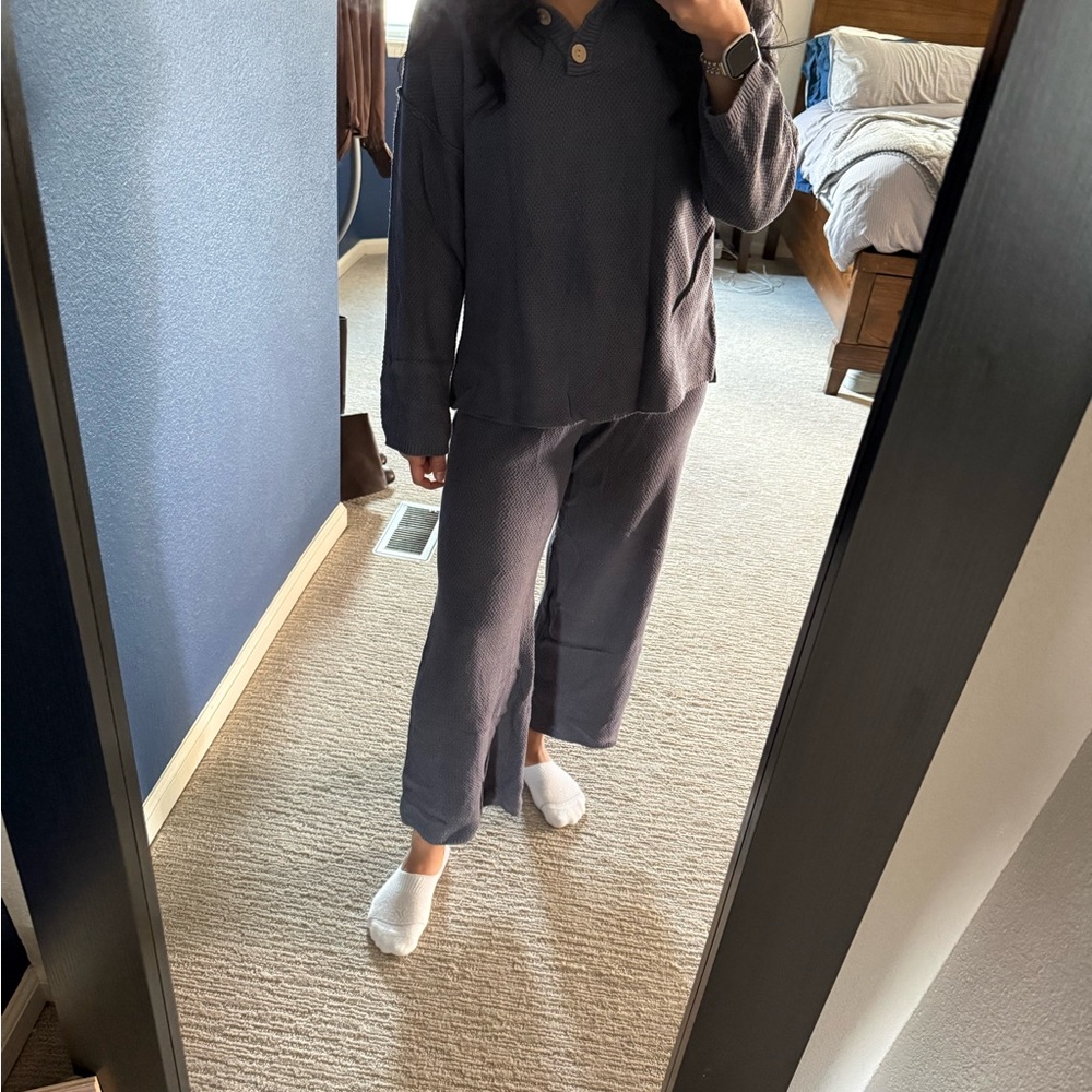 Wide Leg Women's Lounge Pants - Charcoal